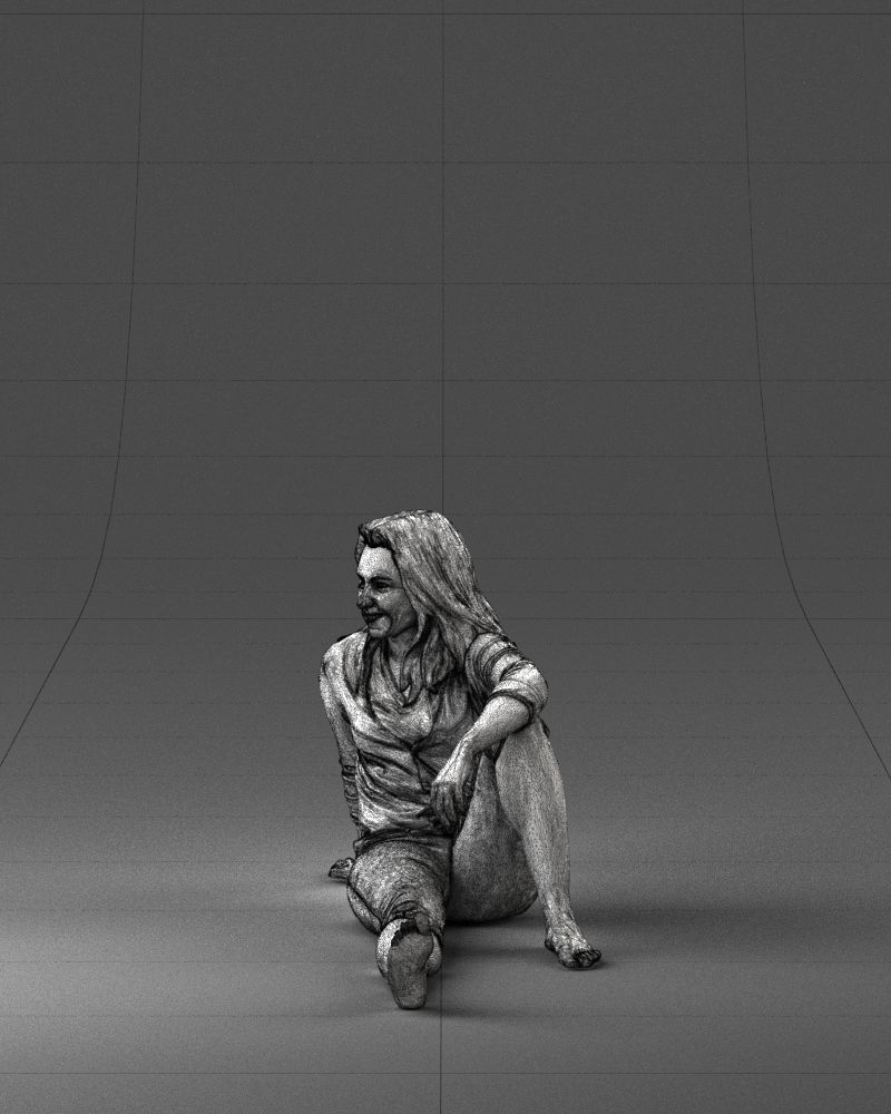 Sitting girl 0134 3D Print Ready 3D print model_29