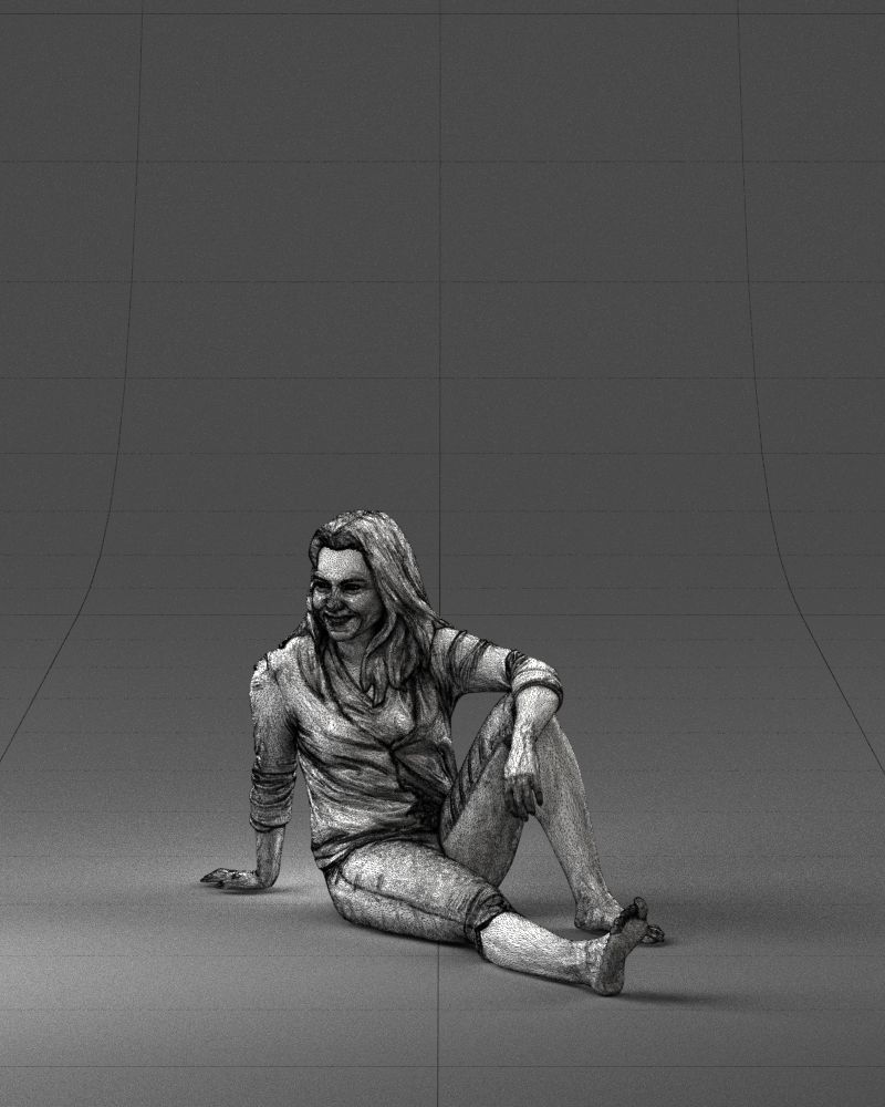 Sitting girl 0134 3D Print Ready 3D print model_32