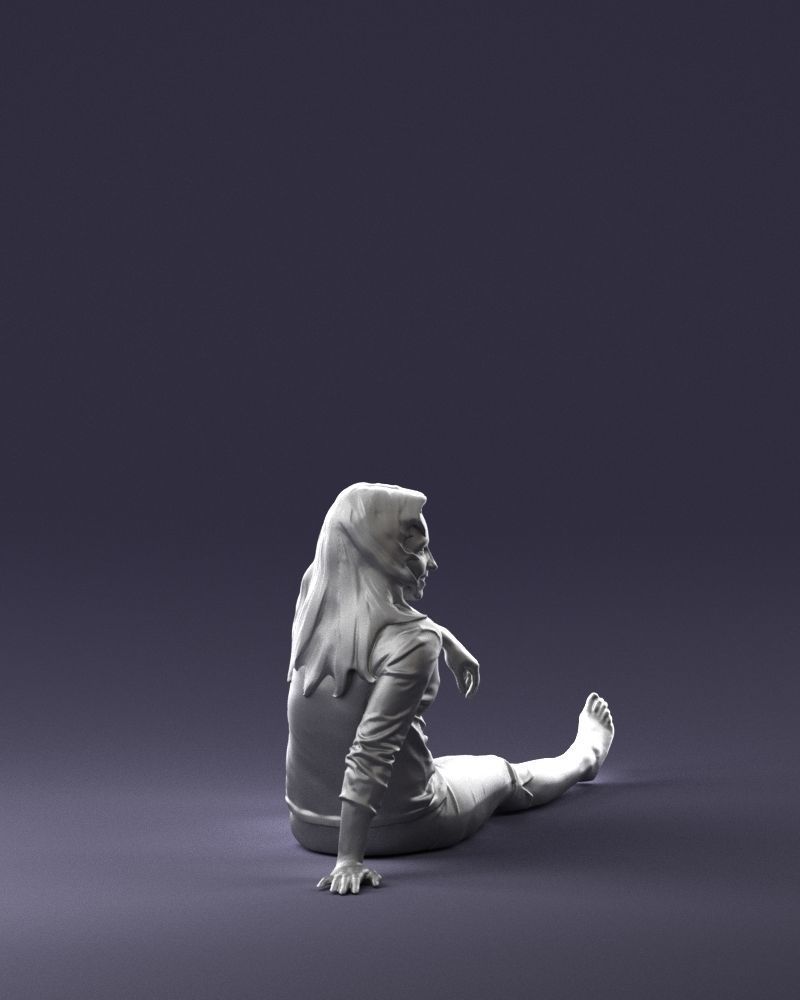 Sitting girl 0134 3D Print Ready 3D print model_13