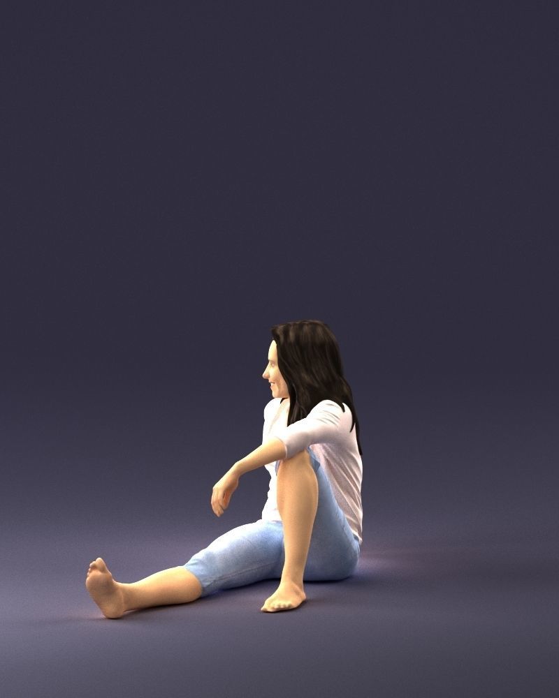 Sitting girl 0134 3D Print Ready 3D print model_24