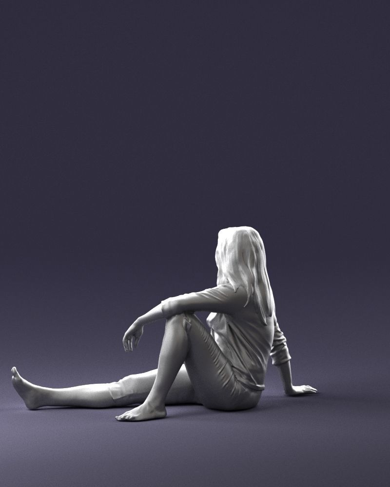 Sitting girl 0134 3D Print Ready 3D print model_22