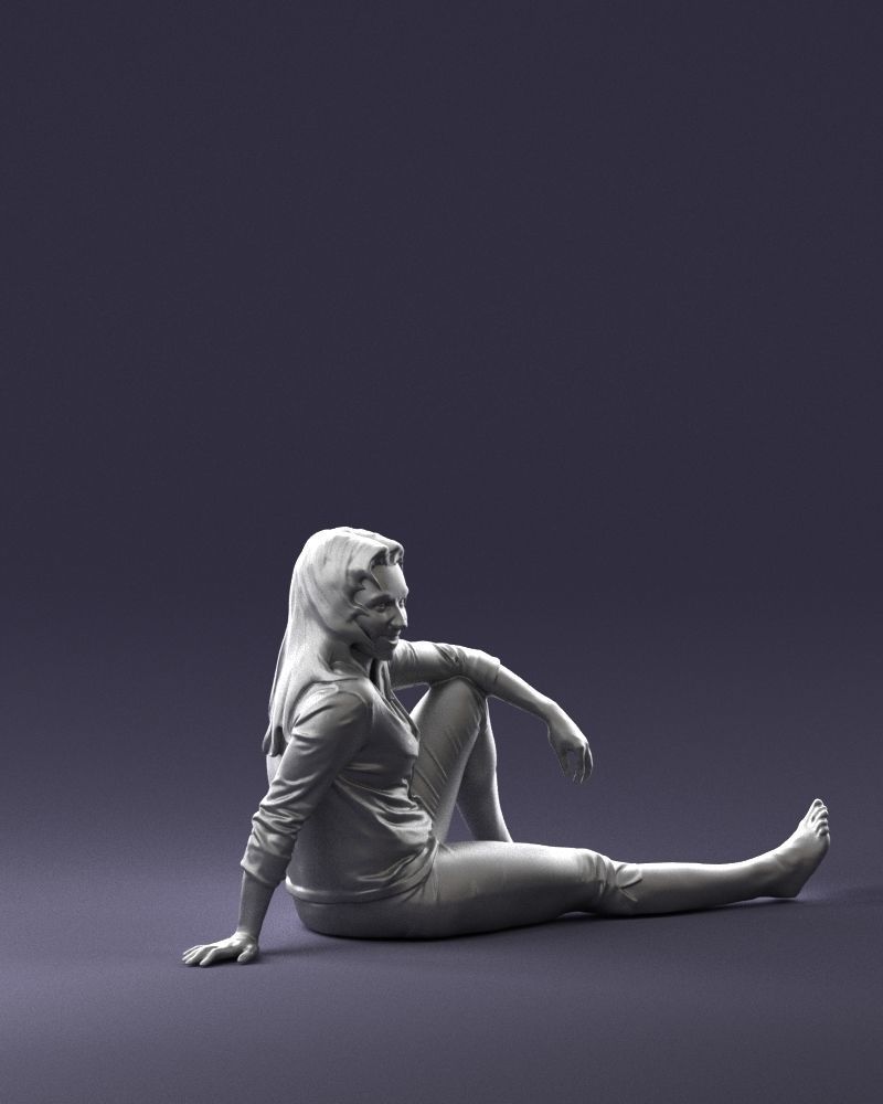 Sitting girl 0134 3D Print Ready 3D print model_10