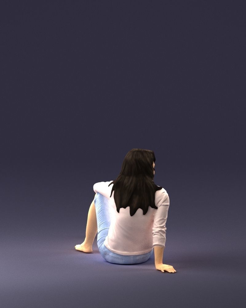 Sitting girl 0134 3D Print Ready 3D print model_15