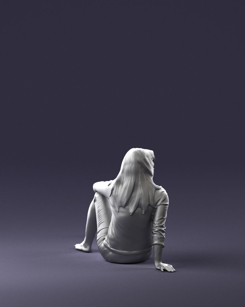 Sitting girl 0134 3D Print Ready 3D print model_16