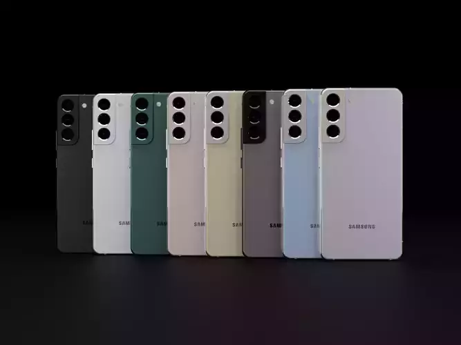 Samsung Galaxy S22 Plus in all Official Colors Low-poly 3D model