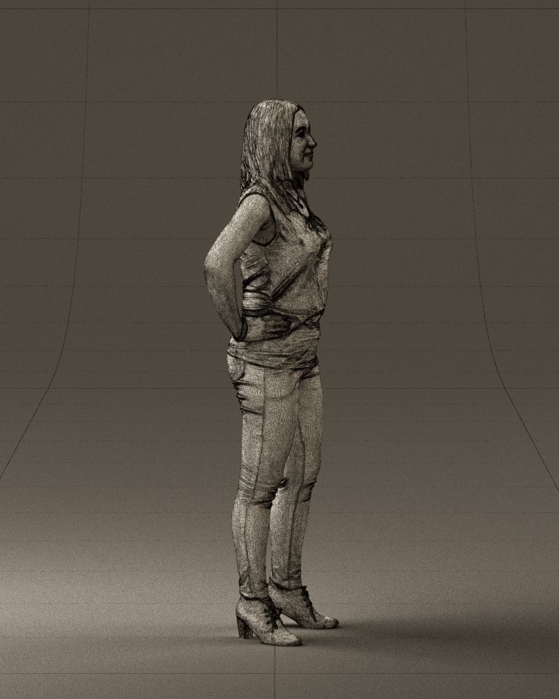 Woman in black brown long hair 0560 3D Print Ready 3D print model_11