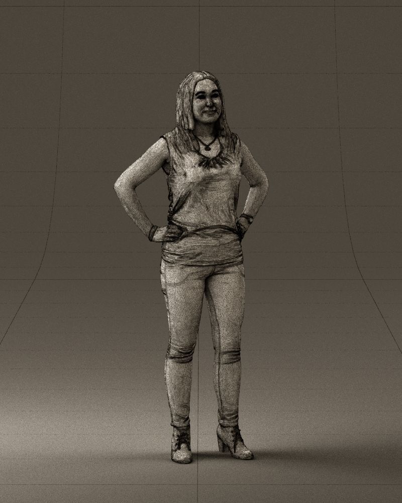 Woman in black brown long hair 0560 3D Print Ready 3D print model_5