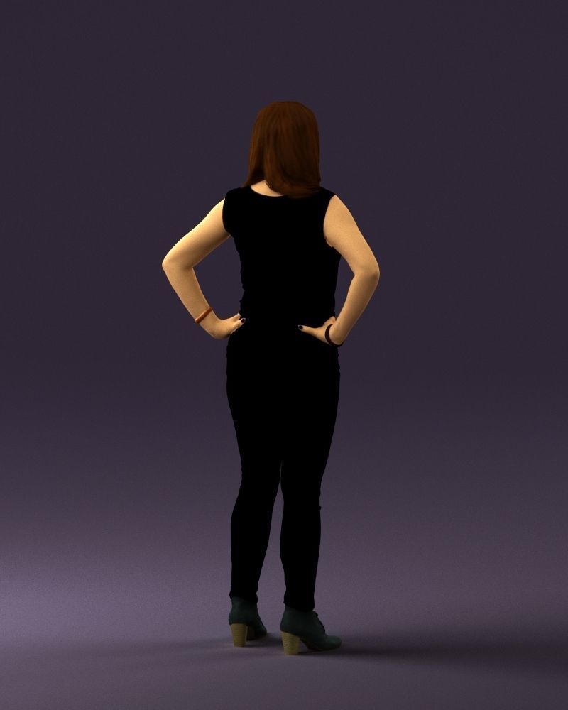 Woman in black brown long hair 0560 3D Print Ready 3D print model_15