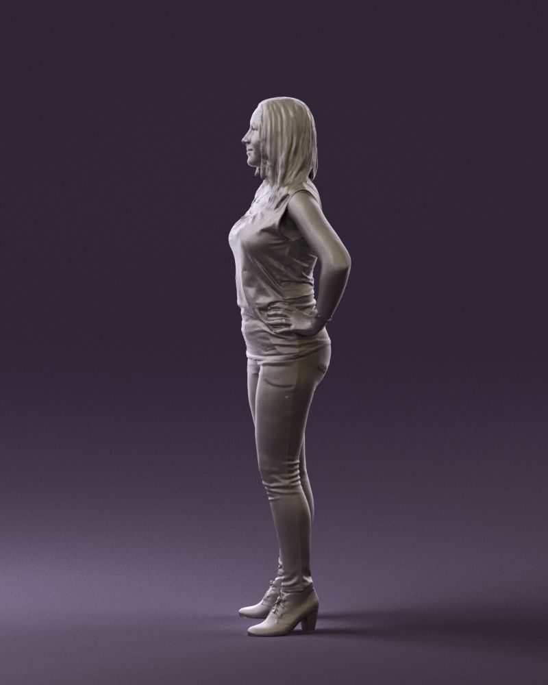 Woman in black brown long hair 0560 3D Print Ready 3D print model_25