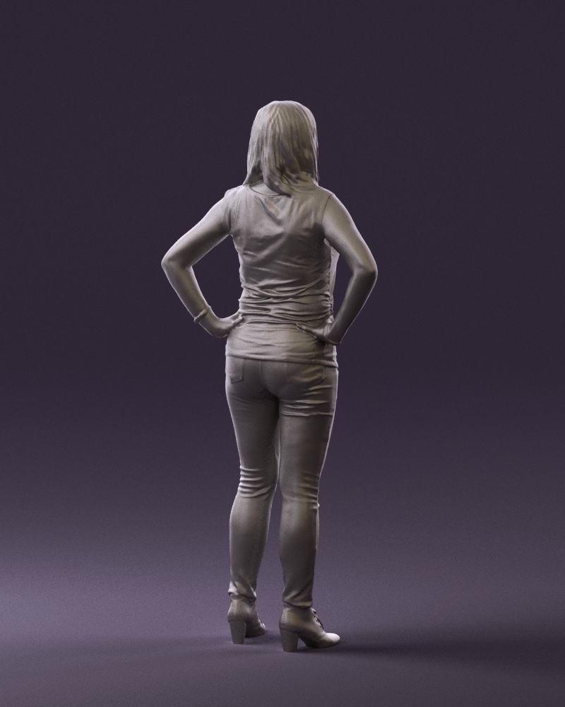 Woman in black brown long hair 0560 3D Print Ready 3D print model_16