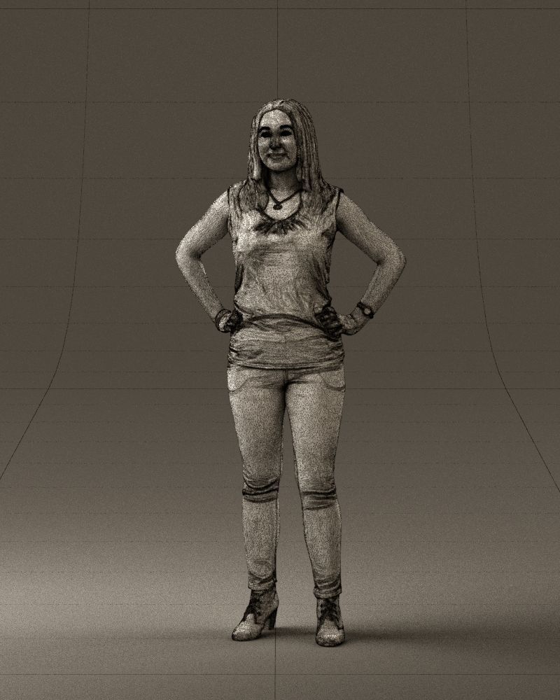 Woman in black brown long hair 0560 3D Print Ready 3D print model_32