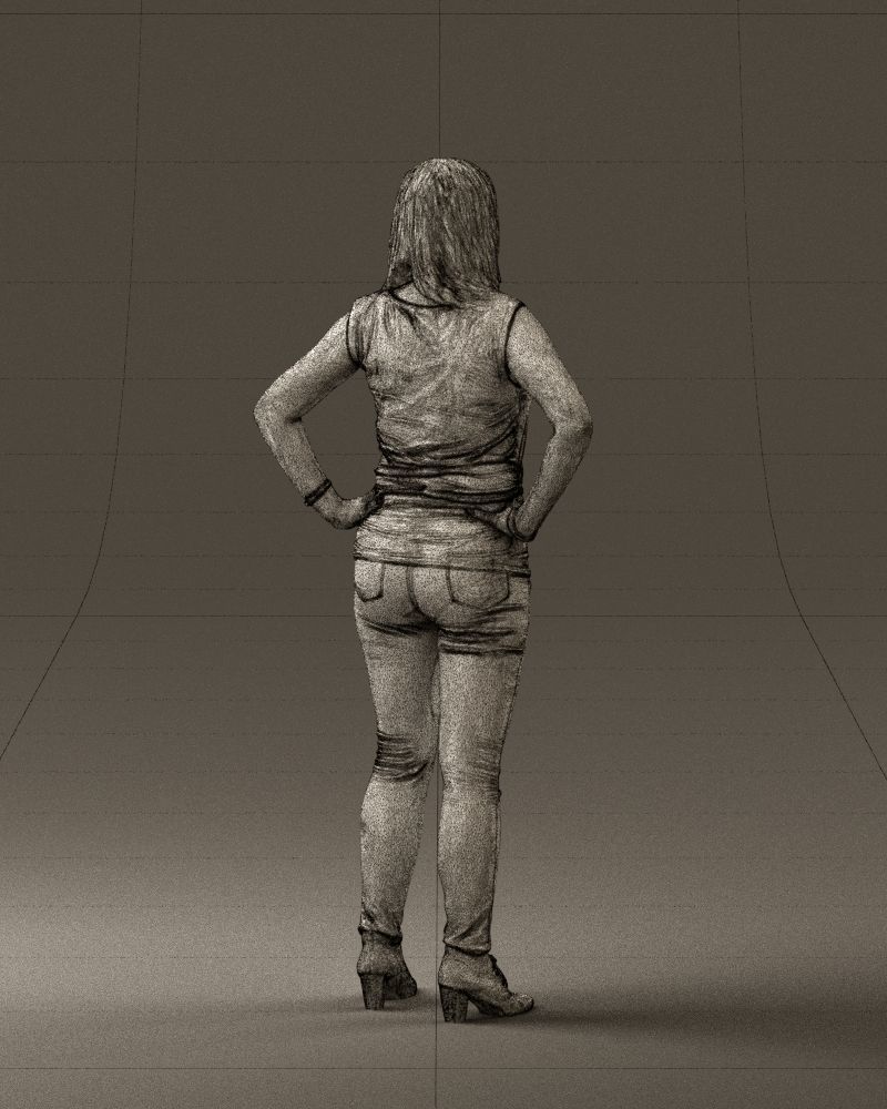 Woman in black brown long hair 0560 3D Print Ready 3D print model_17