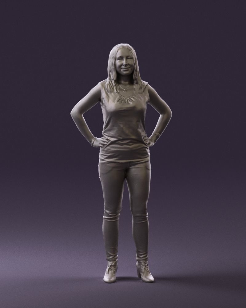 Woman in black brown long hair 0560 3D Print Ready 3D print model_34