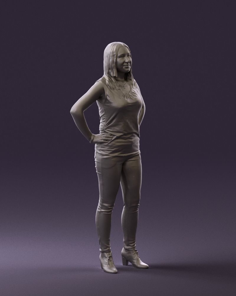 Woman in black brown long hair 0560 3D Print Ready 3D print model_7