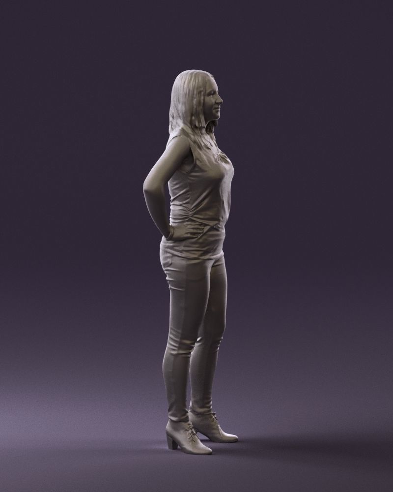 Woman in black brown long hair 0560 3D Print Ready 3D print model_10