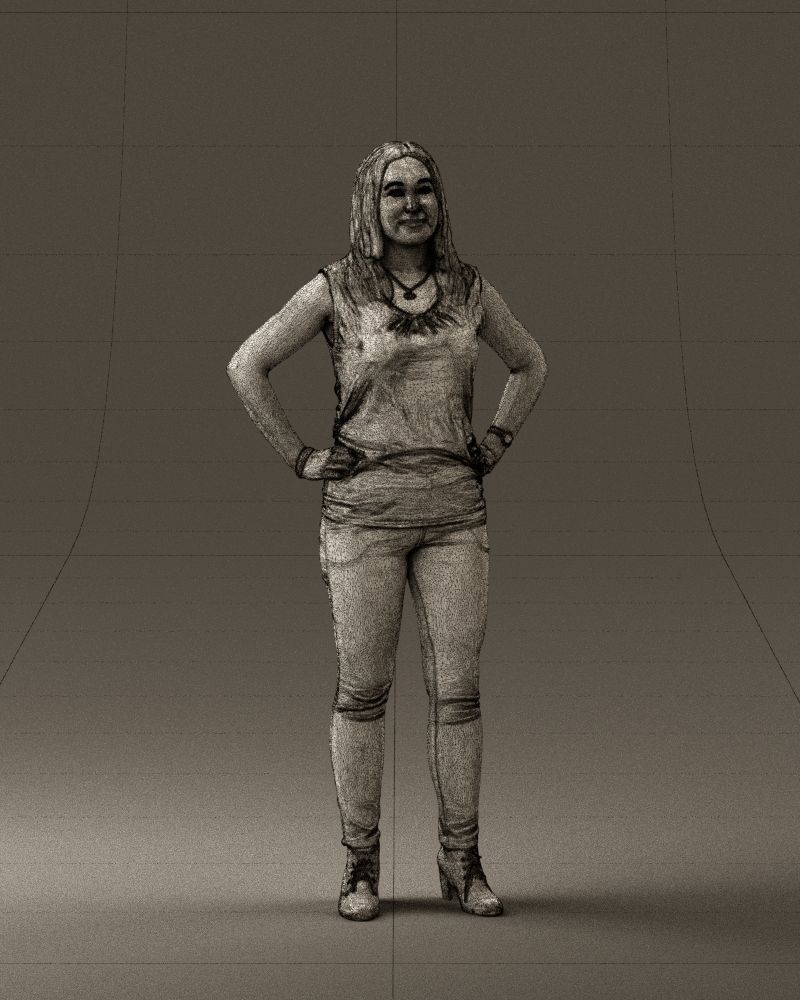 Woman in black brown long hair 0560 3D Print Ready 3D print model_2