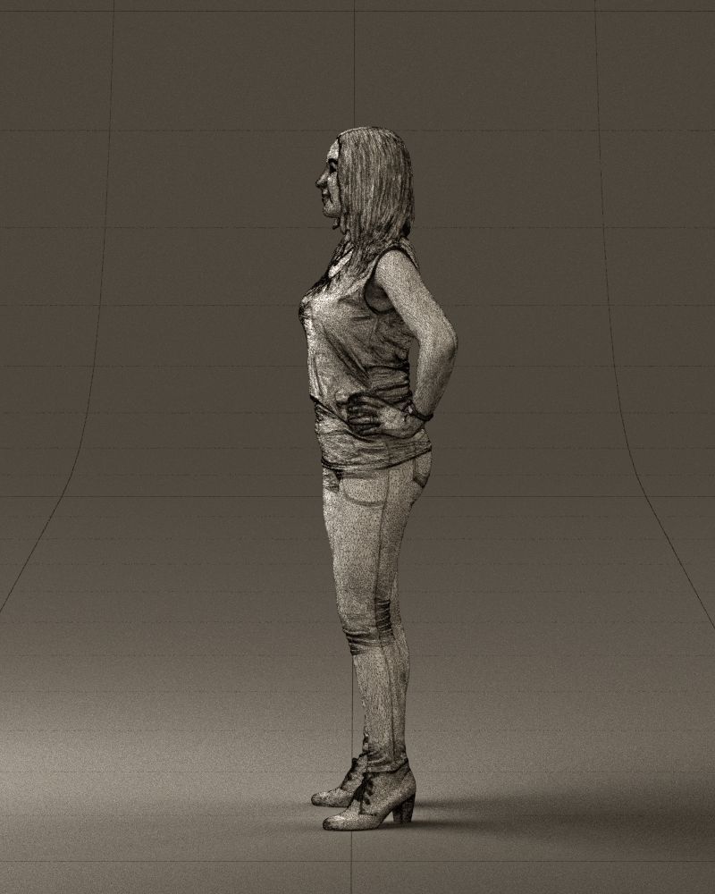 Woman in black brown long hair 0560 3D Print Ready 3D print model_26