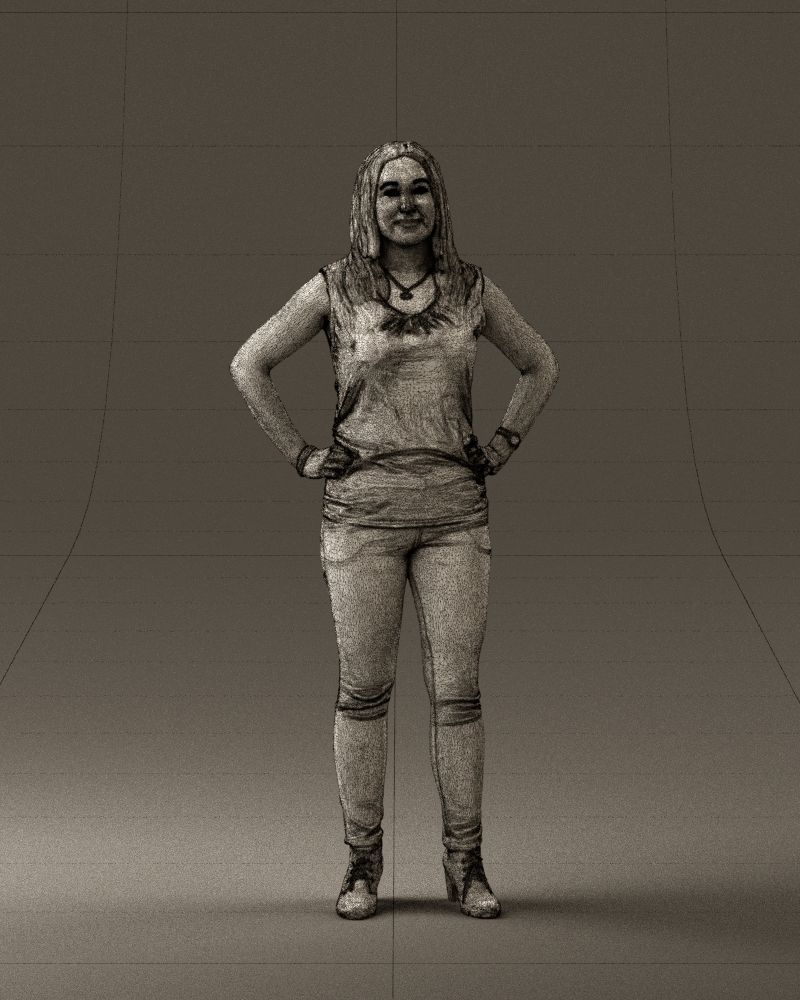 Woman in black brown long hair 0560 3D Print Ready 3D print model_35