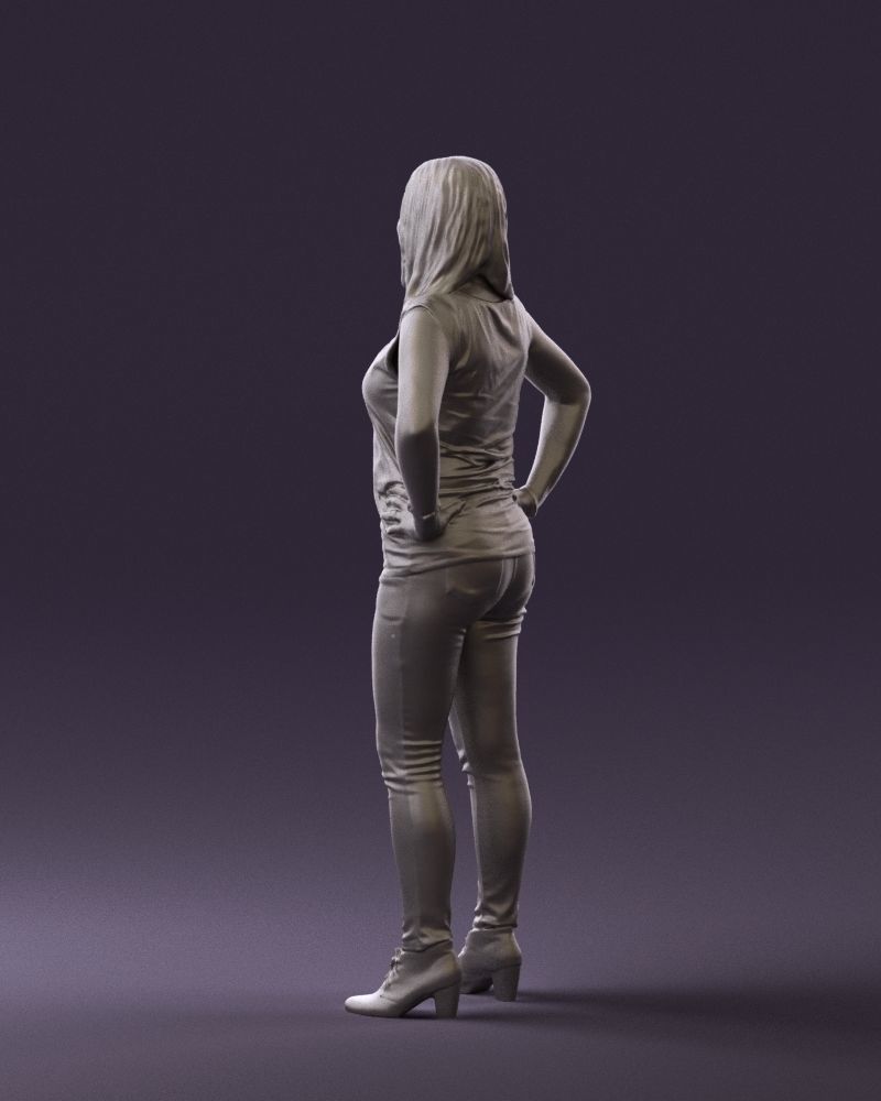 Woman in black brown long hair 0560 3D Print Ready 3D print model_22