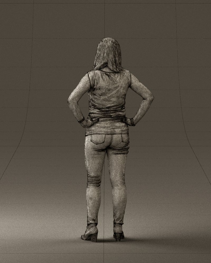 Woman in black brown long hair 0560 3D Print Ready 3D print model_20