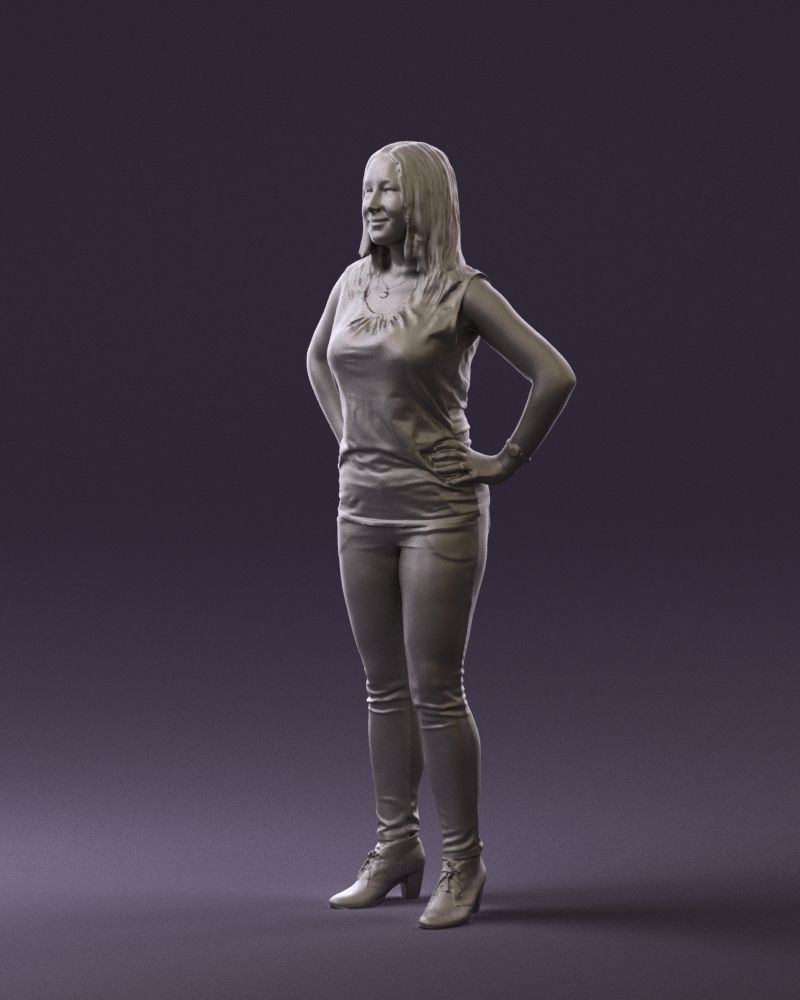 Woman in black brown long hair 0560 3D Print Ready 3D print model_28