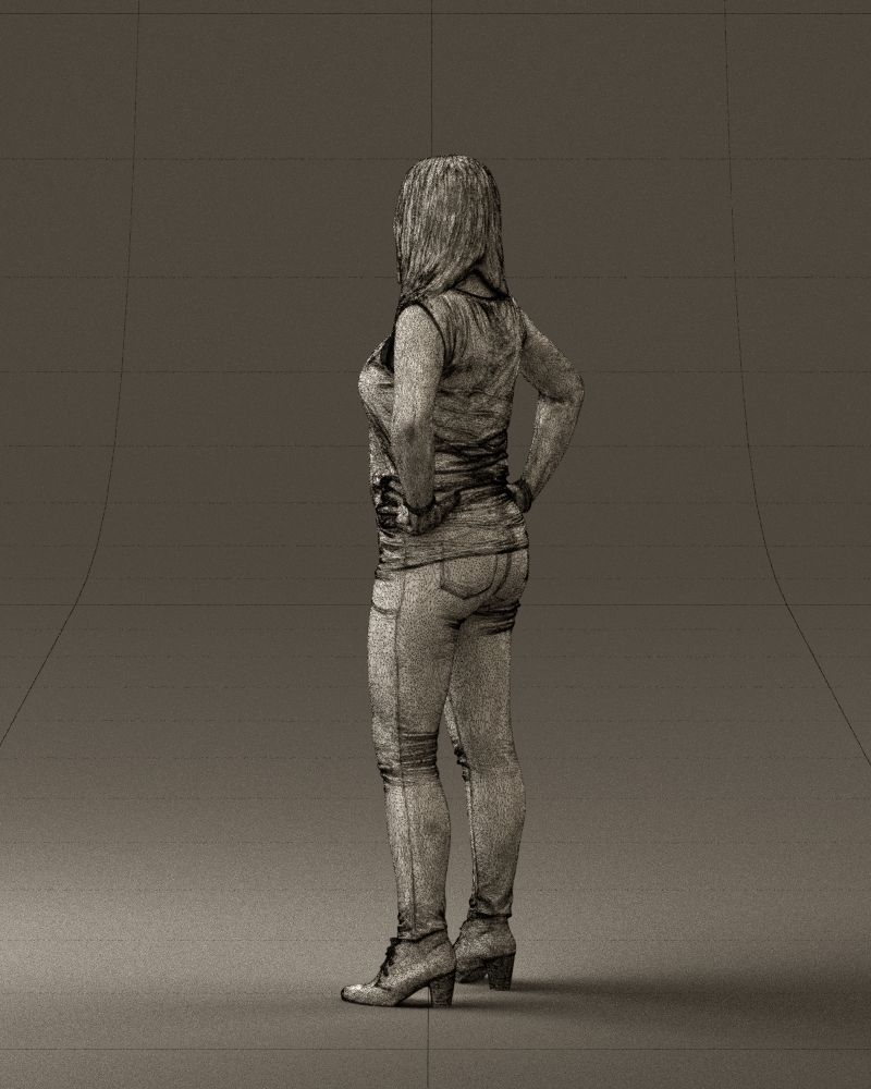 Woman in black brown long hair 0560 3D Print Ready 3D print model_23