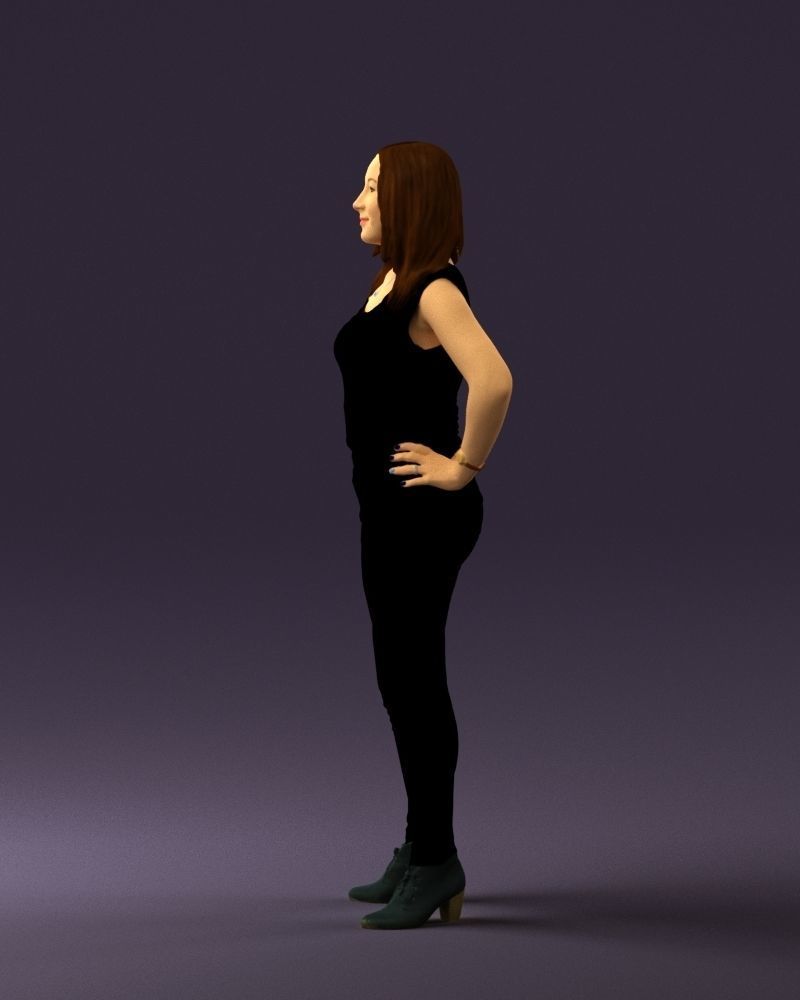 Woman in black brown long hair 0560 3D Print Ready 3D print model_24