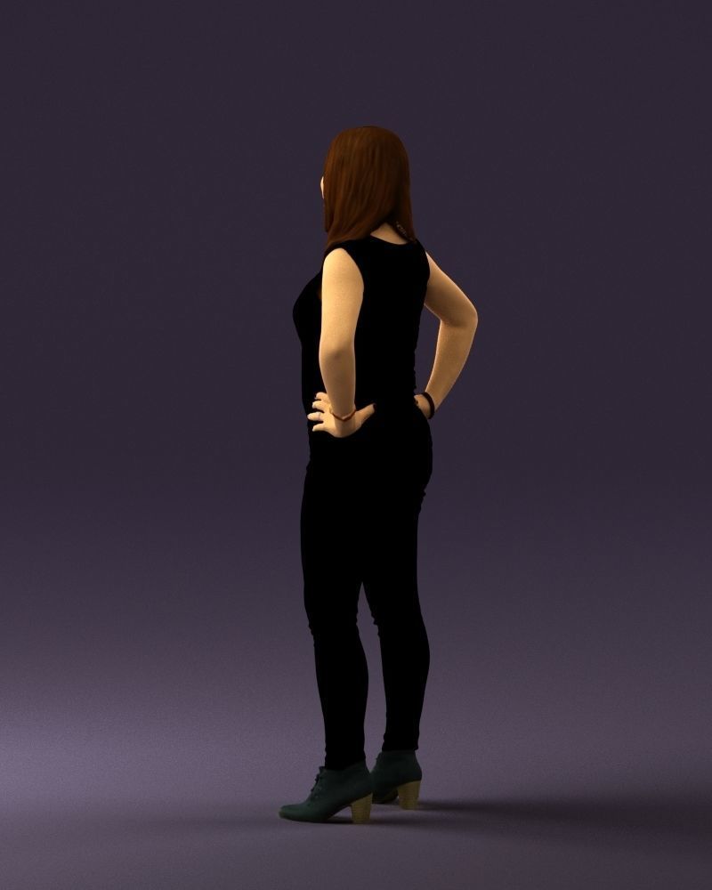 Woman in black brown long hair 0560 3D Print Ready 3D print model_21