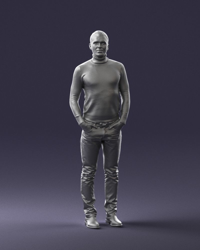Man in a turtleneck and jeans 0363 3D Print Ready 3D print model_1