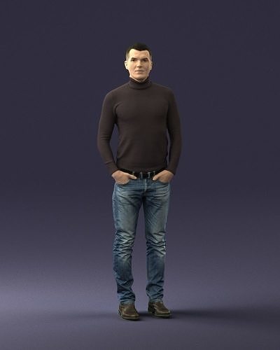Man in a turtleneck and jeans 0363 3D Print Ready 3D print model
