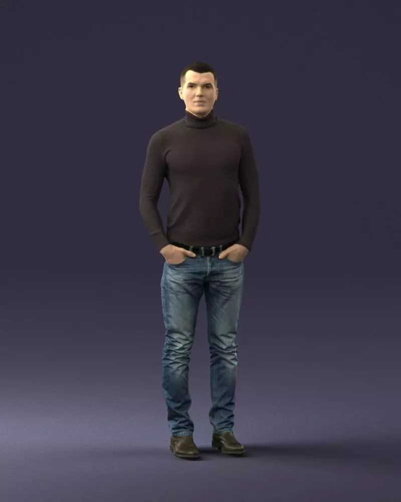 Man in a turtleneck and jeans 0363 3D Print Ready 3D print model_0