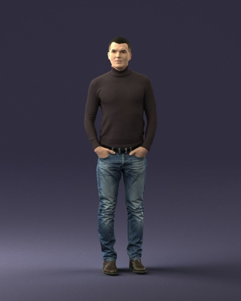 Man in a turtleneck and jeans 0363 3D Print Ready 3D print model_33