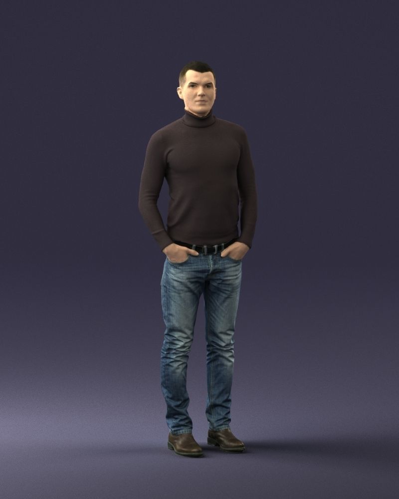 Man in a turtleneck and jeans 0363 3D Print Ready 3D print model_3