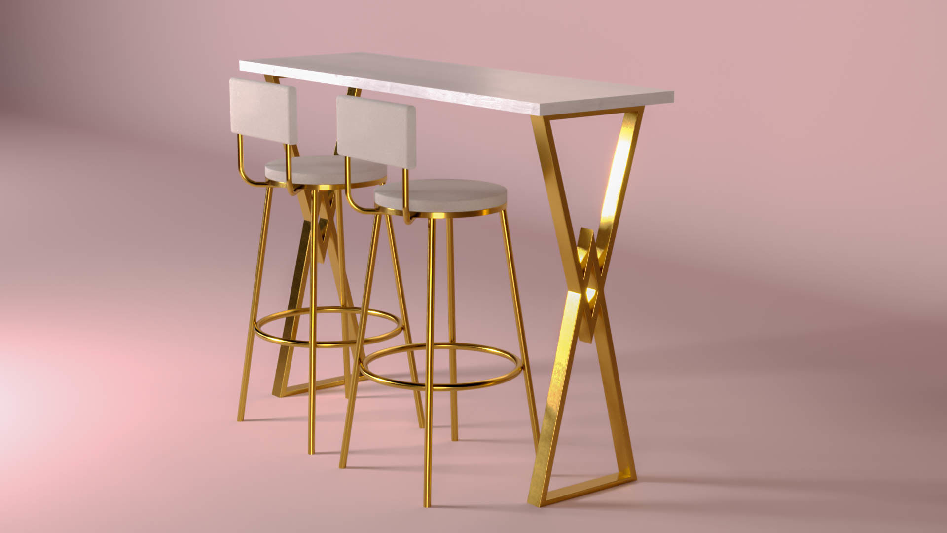 Bar table and Bar stool Free 3D model_1