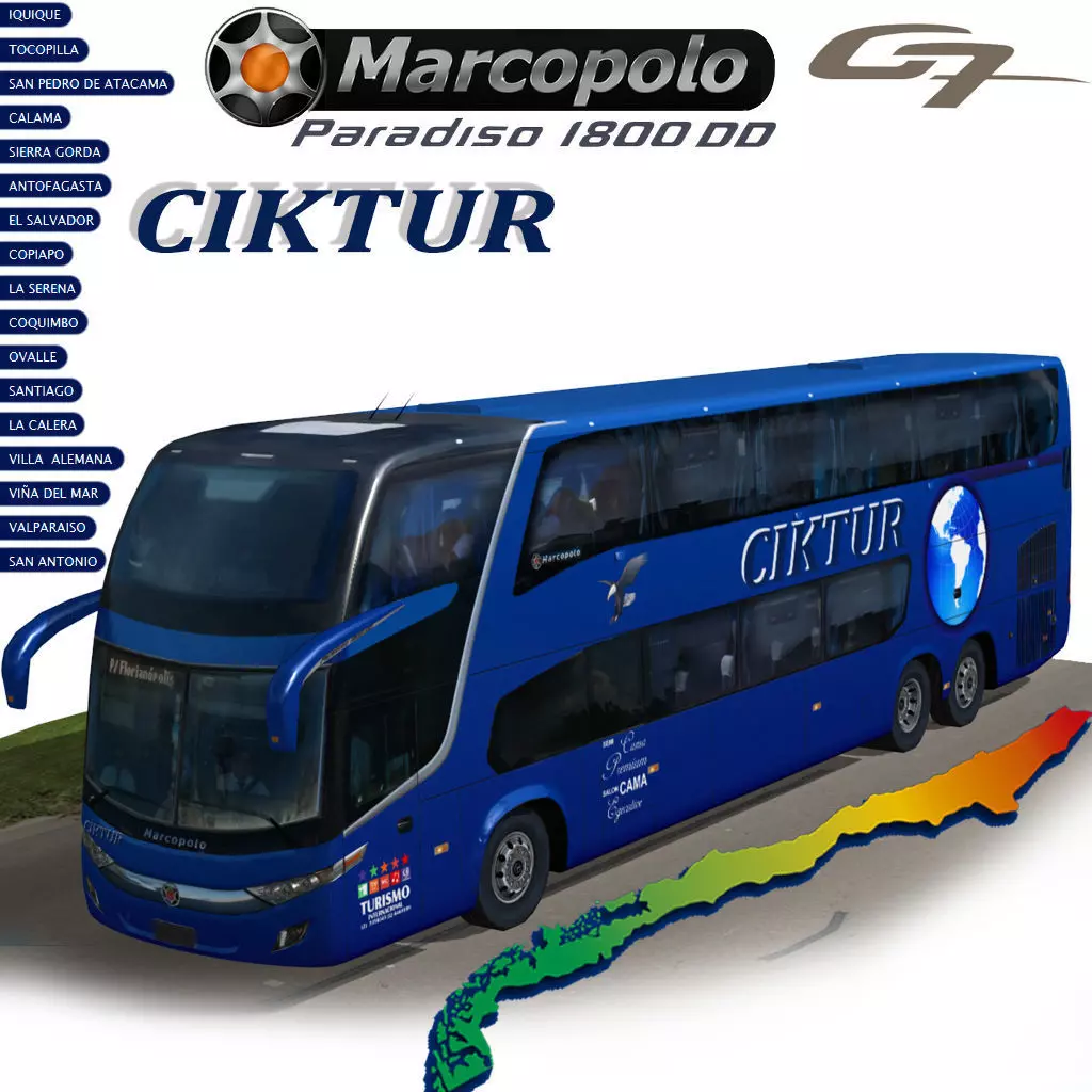 Marcopolo Paradiso 1800DD Ciktur bus Low-poly 3D model