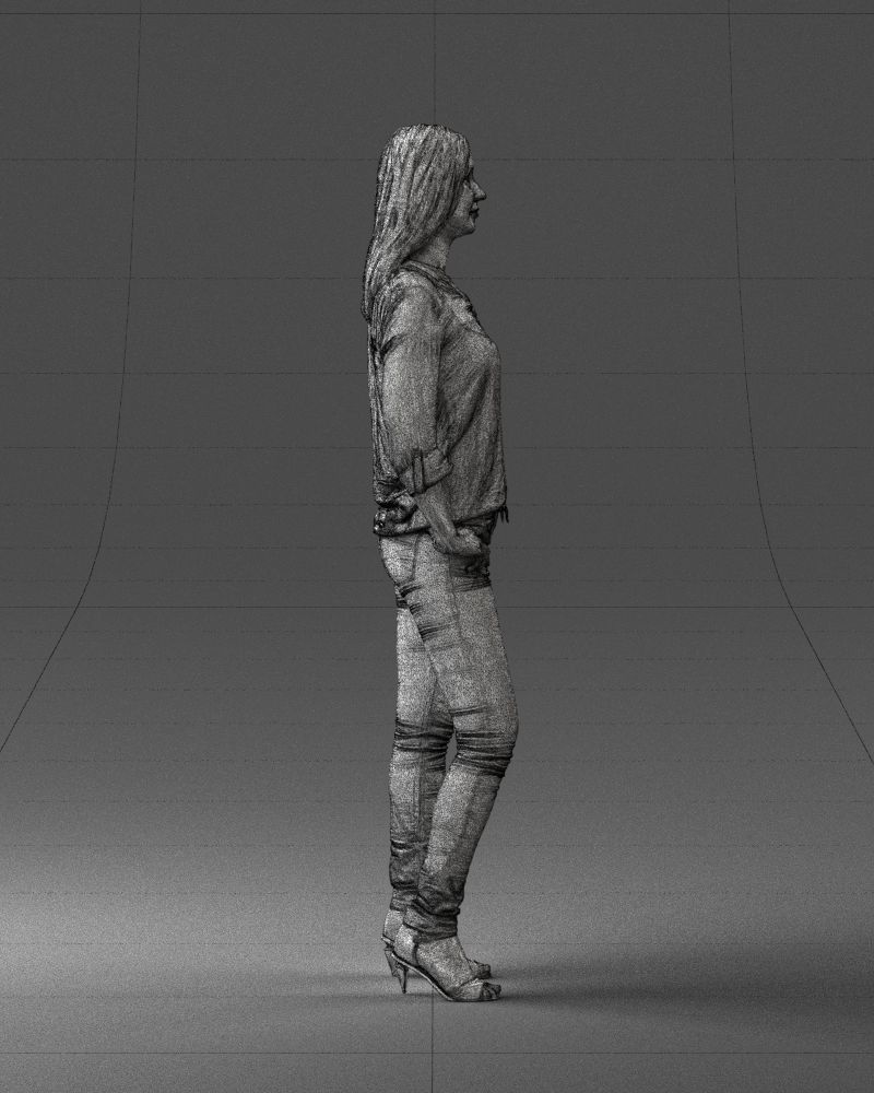 Stylish brunette in jeans 0248 3D model_14