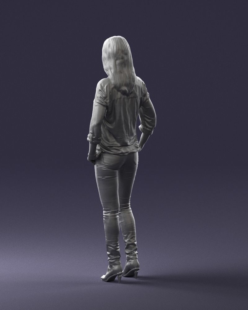 Stylish brunette in jeans 0248 3D model_22