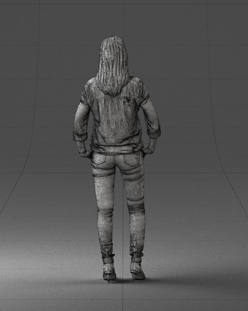 Stylish brunette in jeans 0248 3D model_20