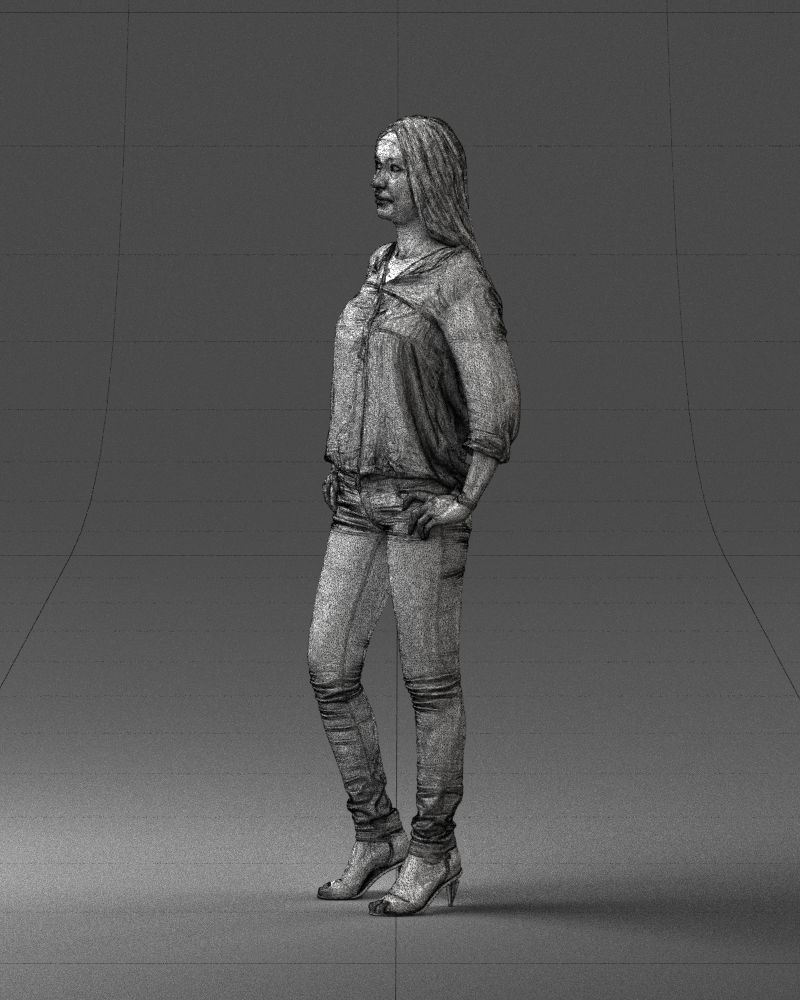 Stylish brunette in jeans 0248 3D model_29