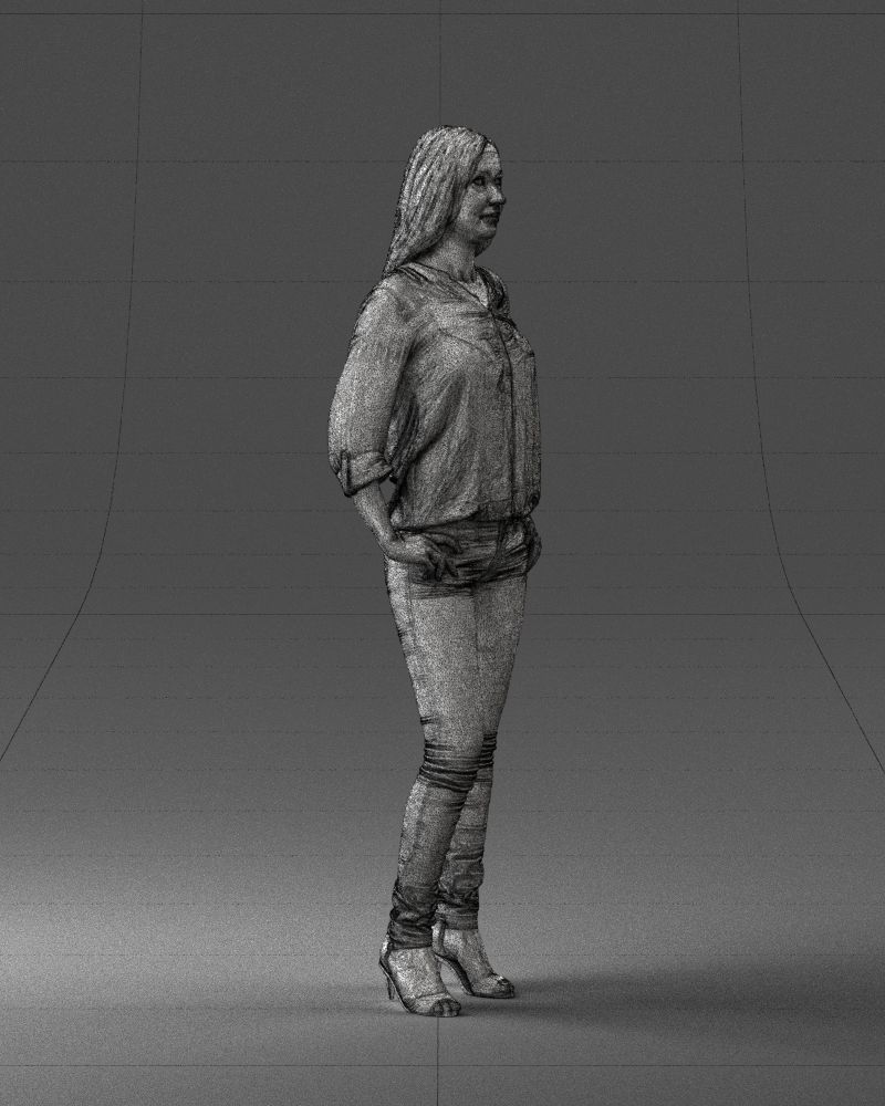 Stylish brunette in jeans 0248 3D model_11