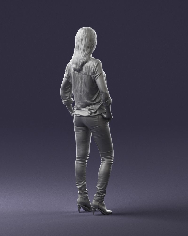 Stylish brunette in jeans 0248 3D model_16