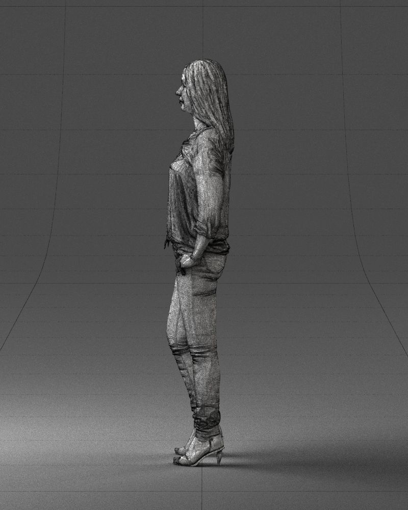 Stylish brunette in jeans 0248 3D model_26