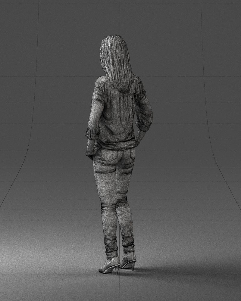 Stylish brunette in jeans 0248 3D model_23