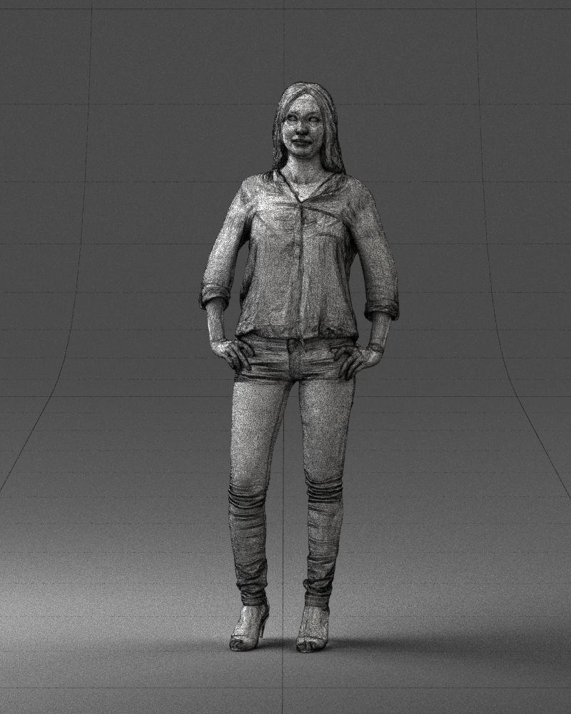 Stylish brunette in jeans 0248 3D model_35