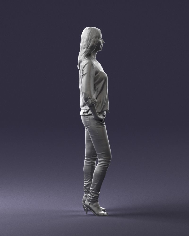 Stylish brunette in jeans 0248 3D model_13