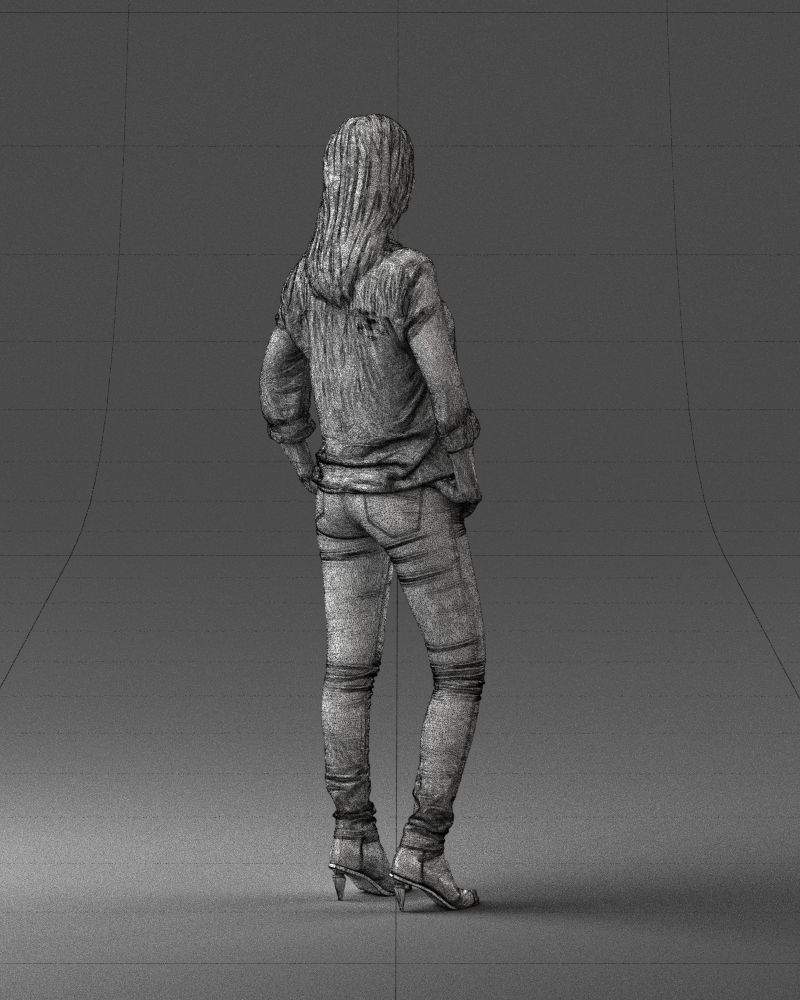 Stylish brunette in jeans 0248 3D model_17