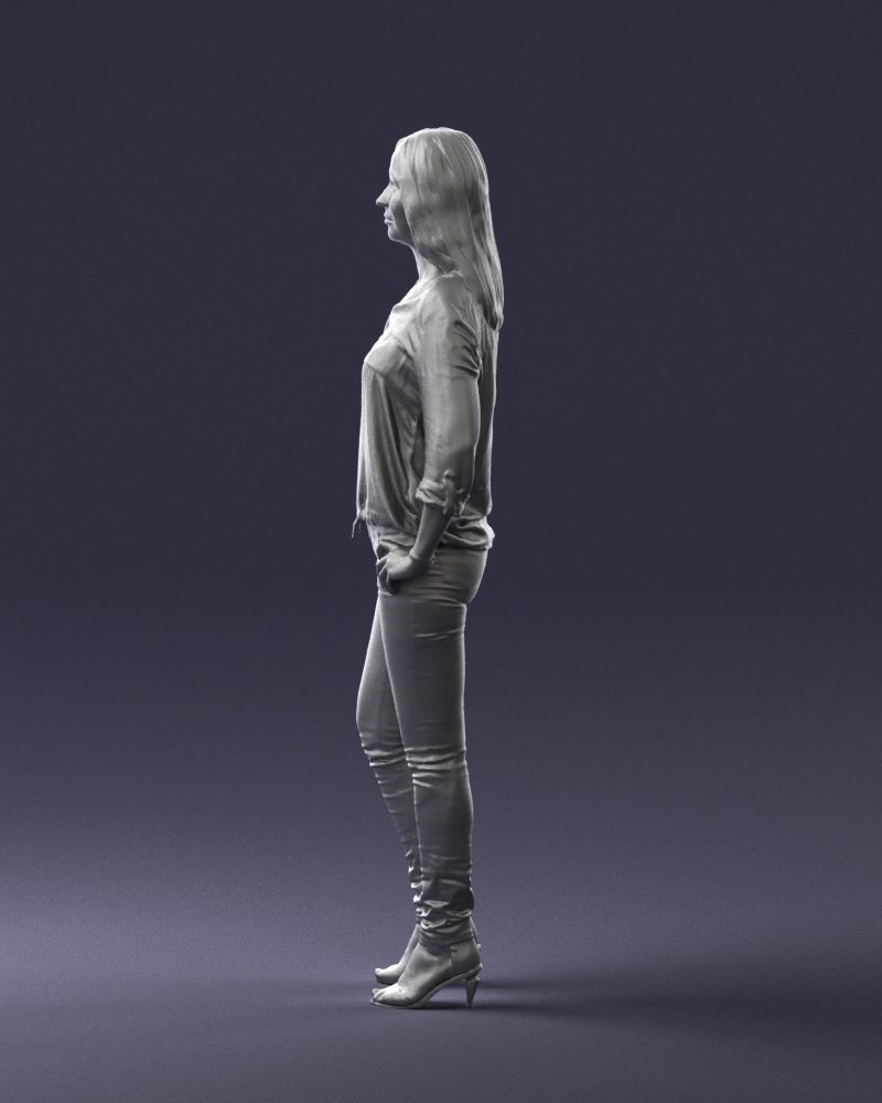 Stylish brunette in jeans 0248 3D model_25