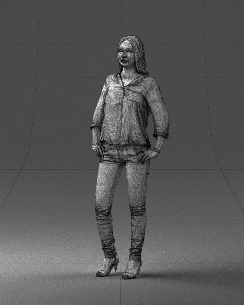 Stylish brunette in jeans 0248 3D model_32