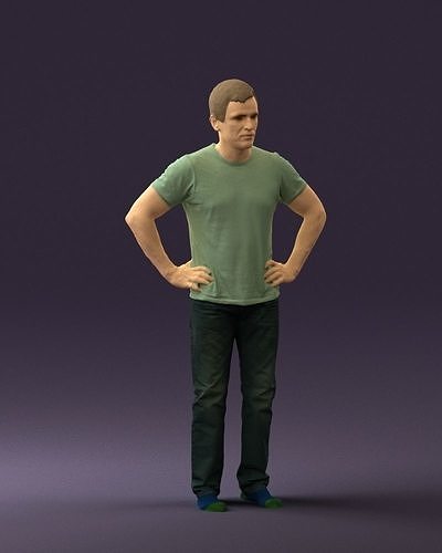 Man in green-gray shirt 0590 3D Print Ready 3D print model