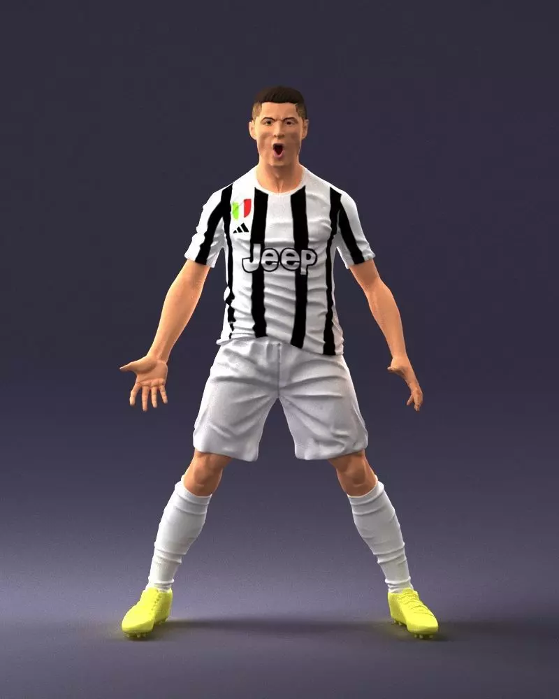 000226 Soccer Player in Striped Kit Celebration Pose 1123 3D print model